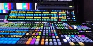 Production switcher panel lit up