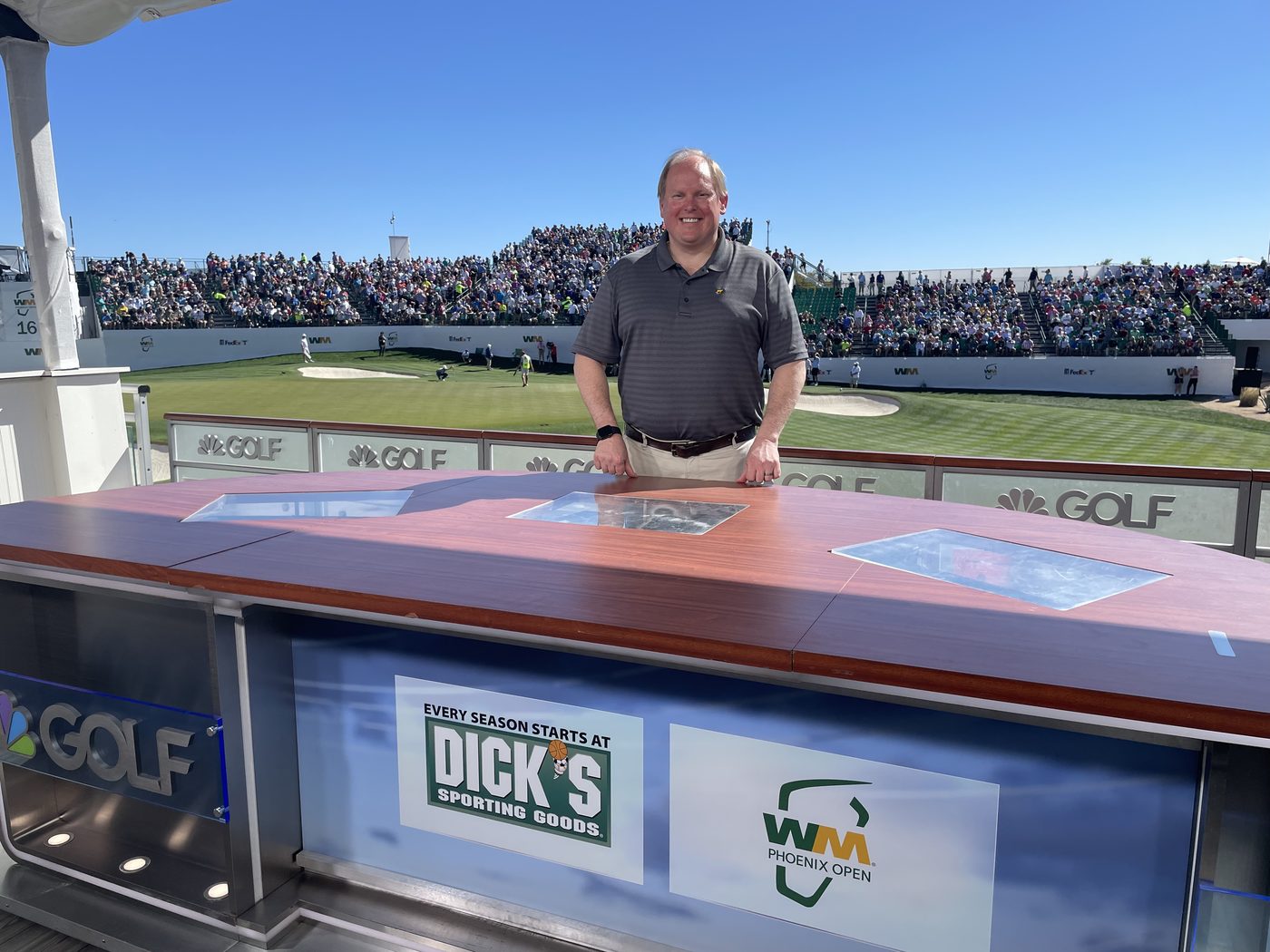 George Ruch at the Golf Channel desk at the WM Phoenix Open